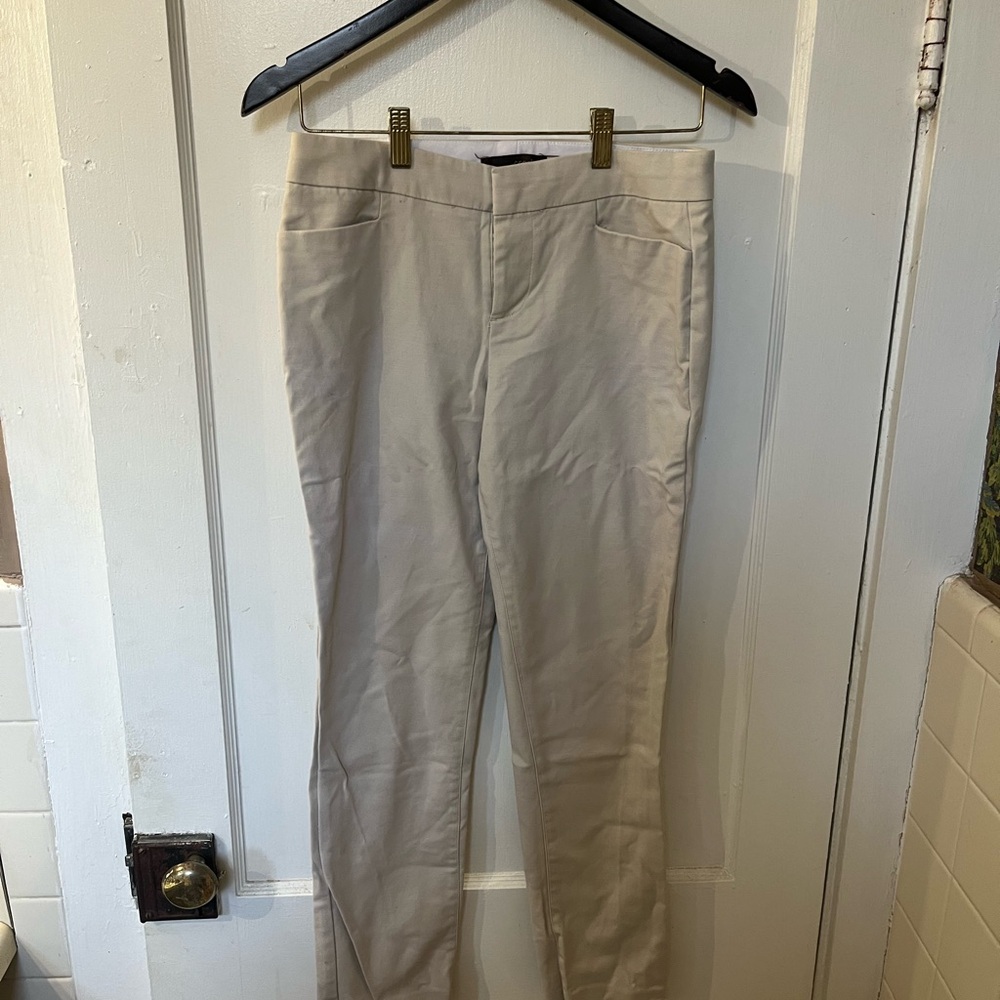 Crosby Women's Size 4 Tan Khaki Flat Front Straight Leg Dress Pants